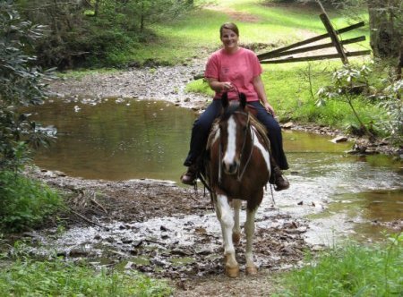 Виргинская горная лошадь с женщиной в седле, фото
